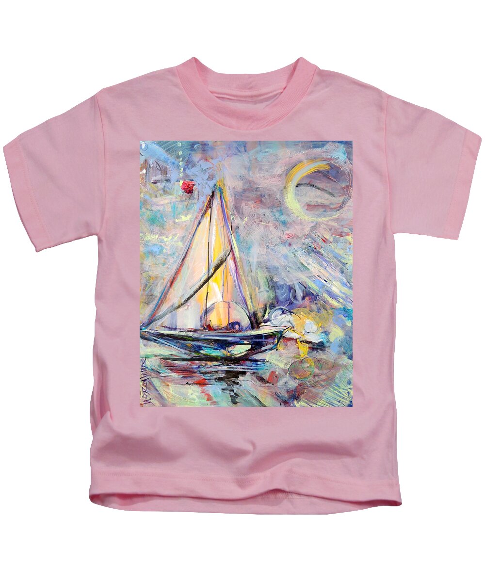 Schiros Kids T-Shirt featuring the painting Dream Boat by Mary Schiros