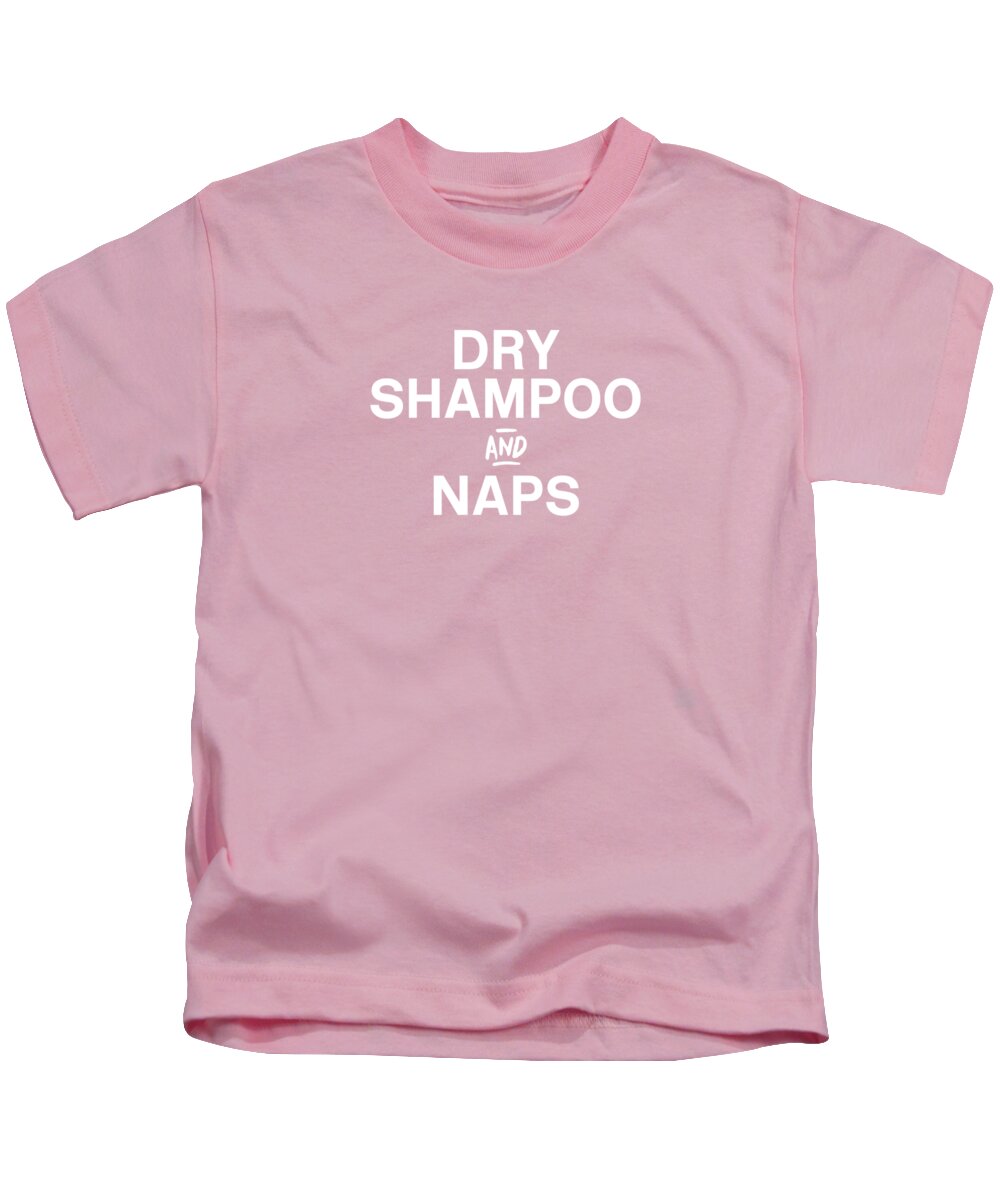 Dry Shampoo Kids T-Shirt featuring the mixed media Dry Shampoo and Naps Black and White- Art by Linda Woods by Linda Woods