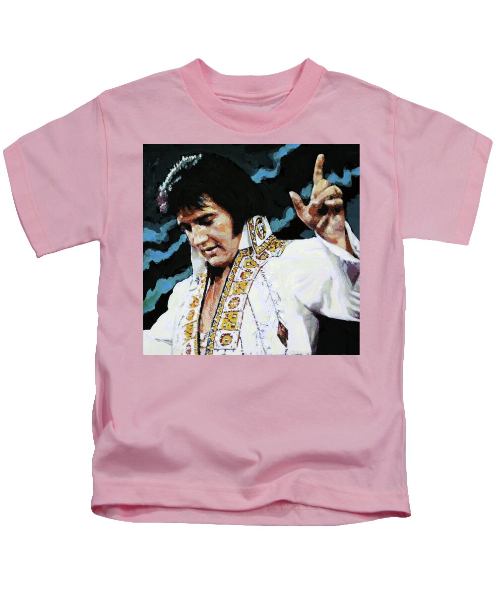 Elvis Presley Kids T-Shirt featuring the painting Elvis - How Great Thou Art by John Lautermilch