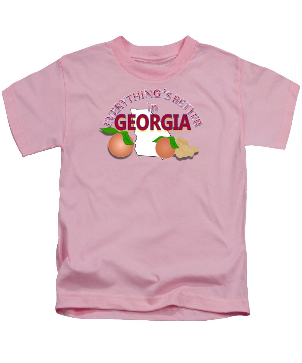 Georgia Pride Kids T-Shirt featuring the digital art Everything's Better in Georgia by Pharris Art