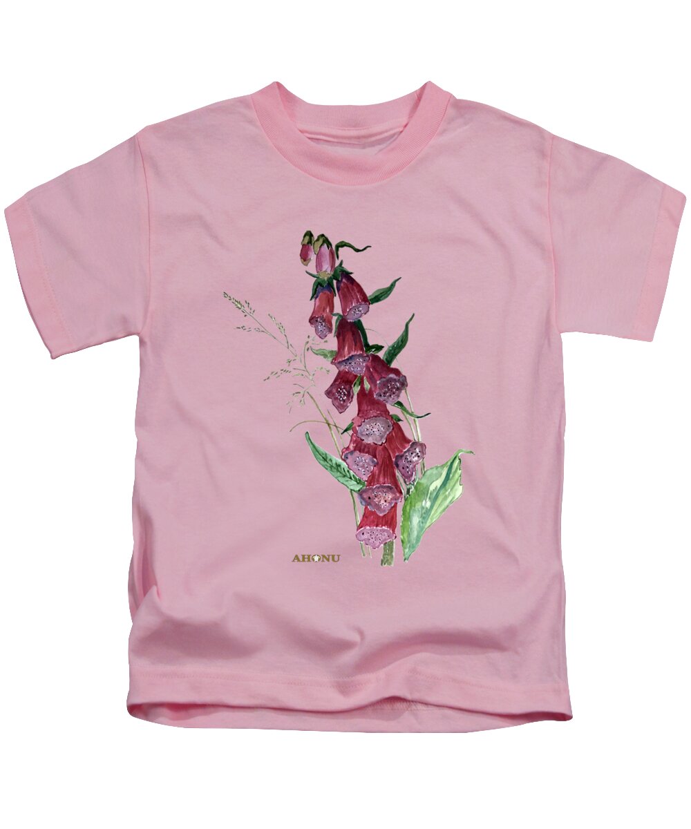 Foxglove Kids T-Shirt featuring the painting Fairy Bells by AHONU Aingeal Rose