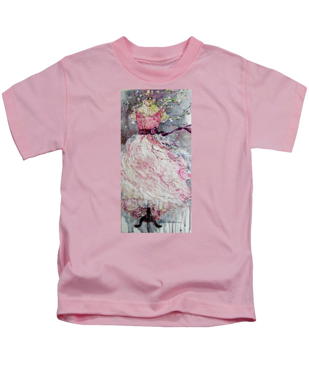 Dress Kids T-Shirt featuring the painting Fancy dress by Nicole Gelinas