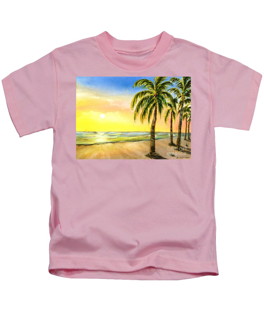 Florida Kids T-Shirt featuring the painting Florida Sunrise by Petra Burgmann