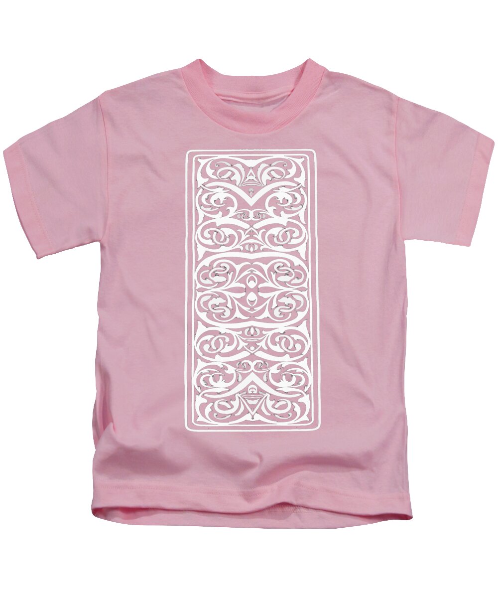 Design Kids T-Shirt featuring the painting Florishes Pink Phone Case by Edward Fielding