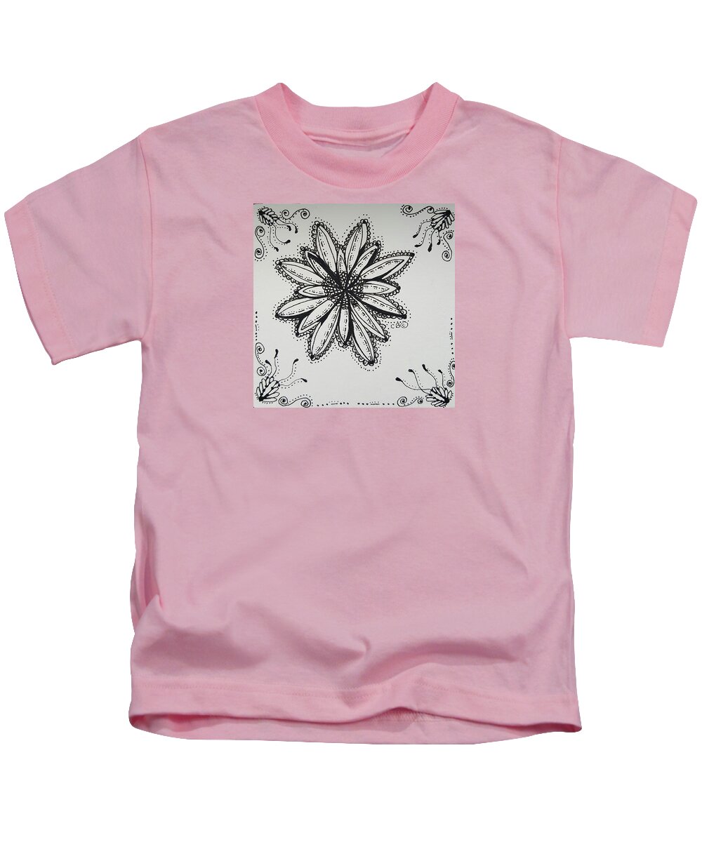 Zentangle Kids T-Shirt featuring the drawing Flow by Carole Brecht