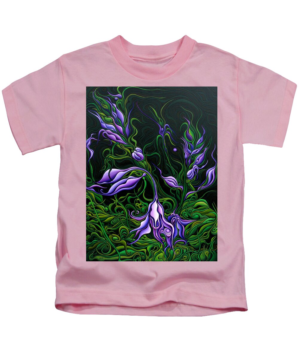 Hosta Kids T-Shirt featuring the painting Flowers From the Failed Fiction by Amy Ferrari