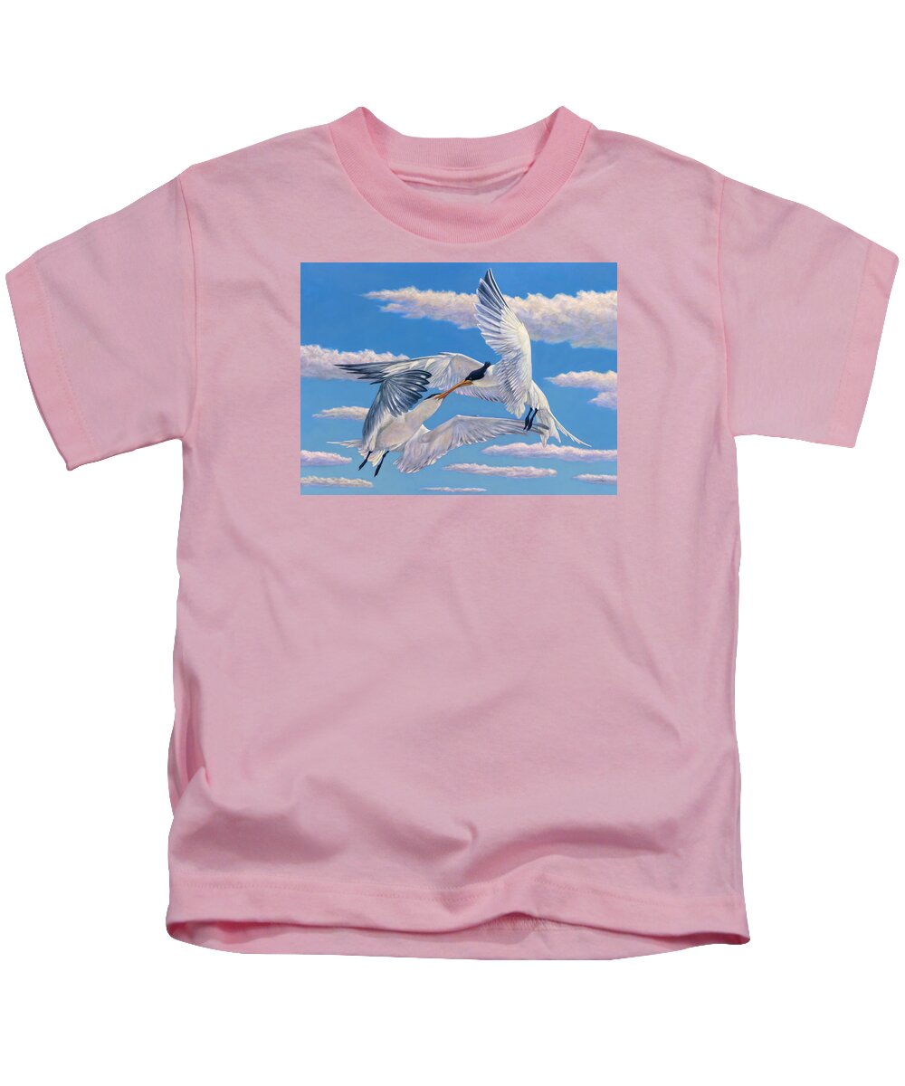 Flying Kids T-Shirt featuring the painting Flying Kiss by James W Johnson