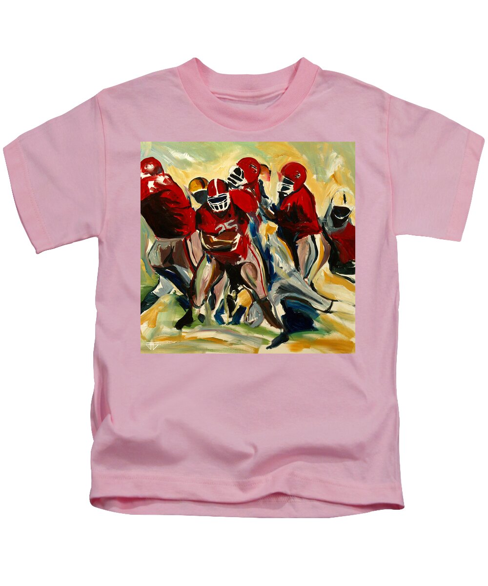  Kids T-Shirt featuring the painting Football Pack by John Gholson