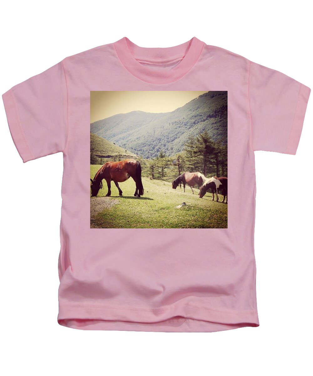 Horses Kids T-Shirt featuring the photograph Found These Gorgeous Mountain Ponies In by Charlotte Cooper