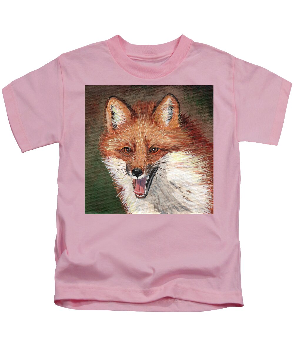 Timithy Kids T-Shirt featuring the painting Foxy by Timithy L Gordon
