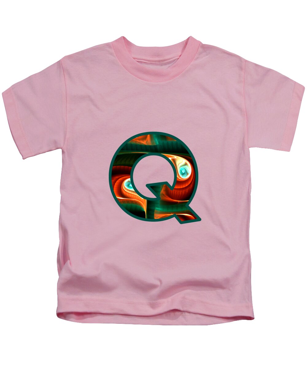 Q Kids T-Shirt featuring the digital art Fractal - Alphabet - Q is for Quizzical by Anastasiya Malakhova