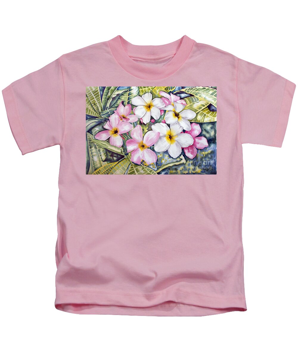 Flower Kids T-Shirt featuring the painting FrangiPani 3 by Kandyce Waltensperger