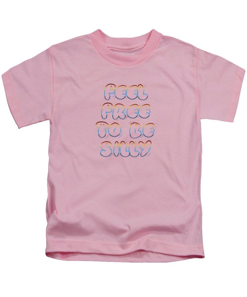 Feel Kids T-Shirt featuring the digital art Free To Be Silly by Rachel Hannah