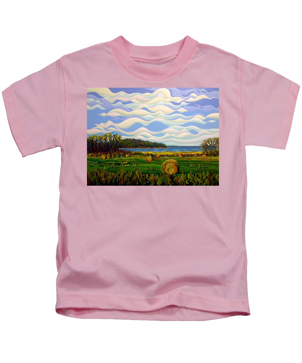 Hay Kids T-Shirt featuring the painting Gaspe's Grand Serenousphere by Amy Ferrari