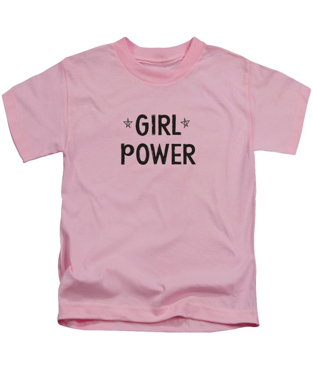 Girl Power Kids T-Shirt featuring the digital art Girl Power- Design by Linda Woods by Linda Woods