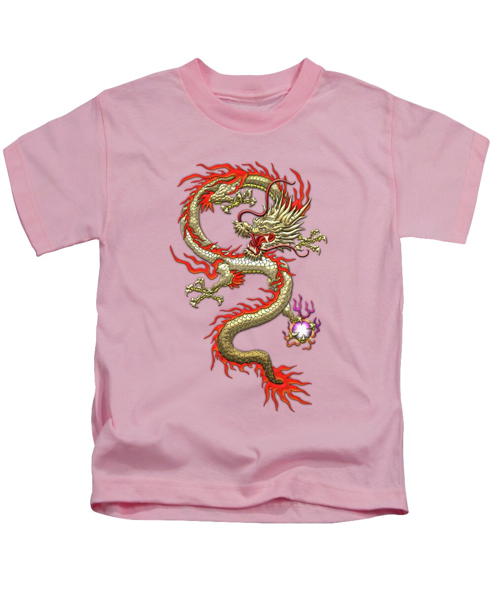 sne hvid Markeret flygtninge Golden Chinese Dragon Fucanglong on Rice Paper Kids T-Shirt by Serge  Averbukh - Fine Art America