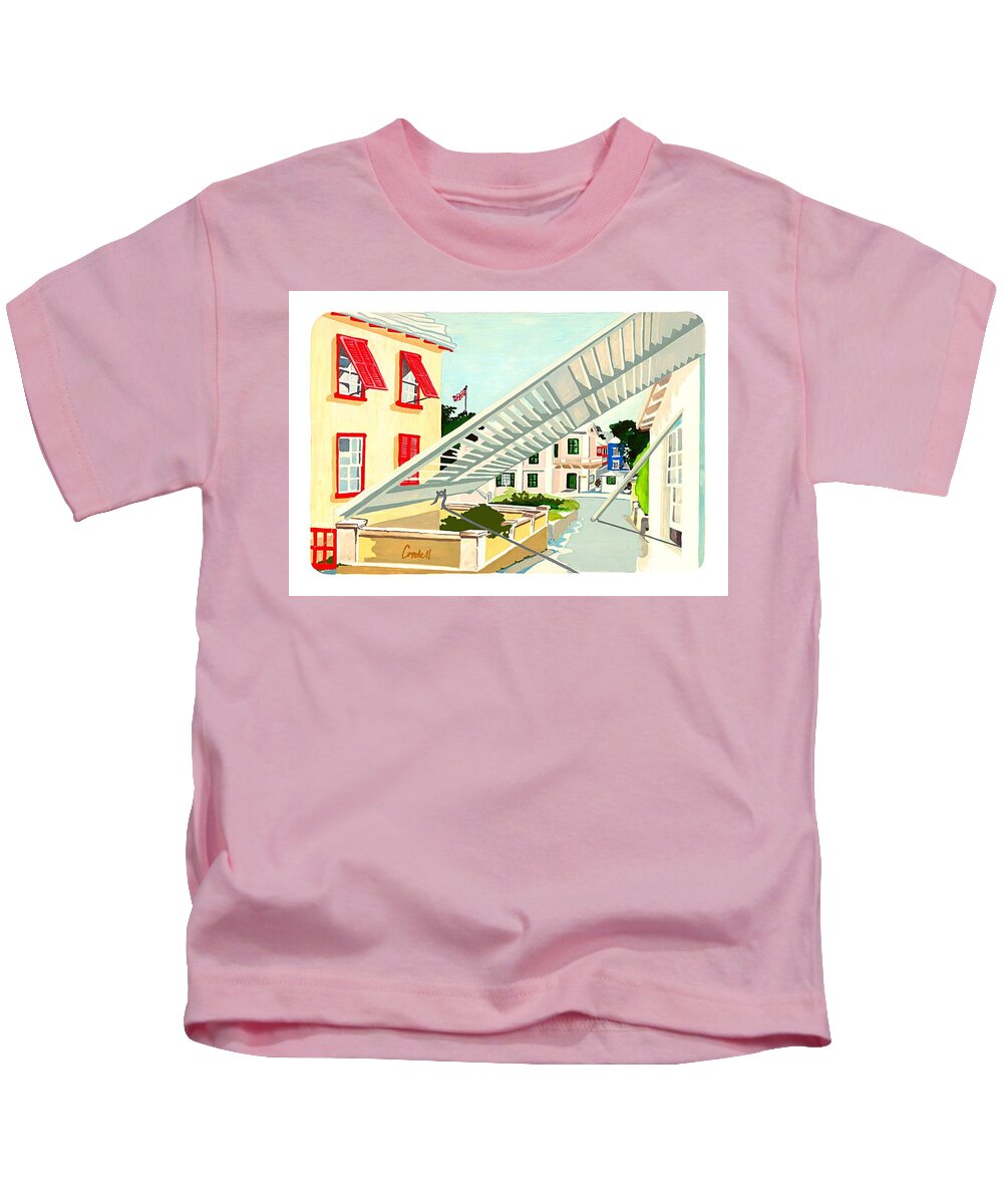 Historic Island Architecture Kids T-Shirt featuring the painting Historic St George's Town - Bermuda by Joan Cordell