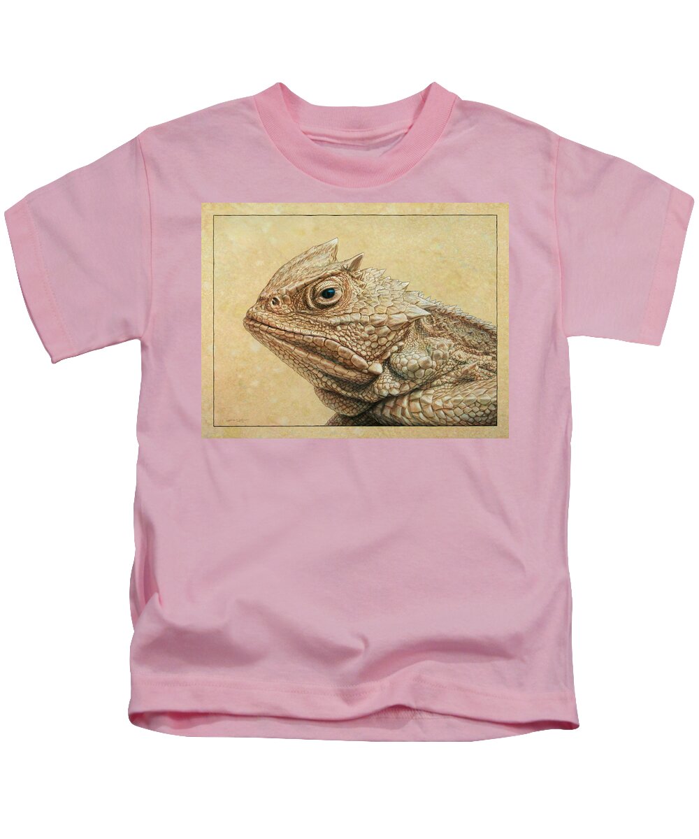 Horned Toad Kids T-Shirt featuring the painting Horned Toad by James W Johnson