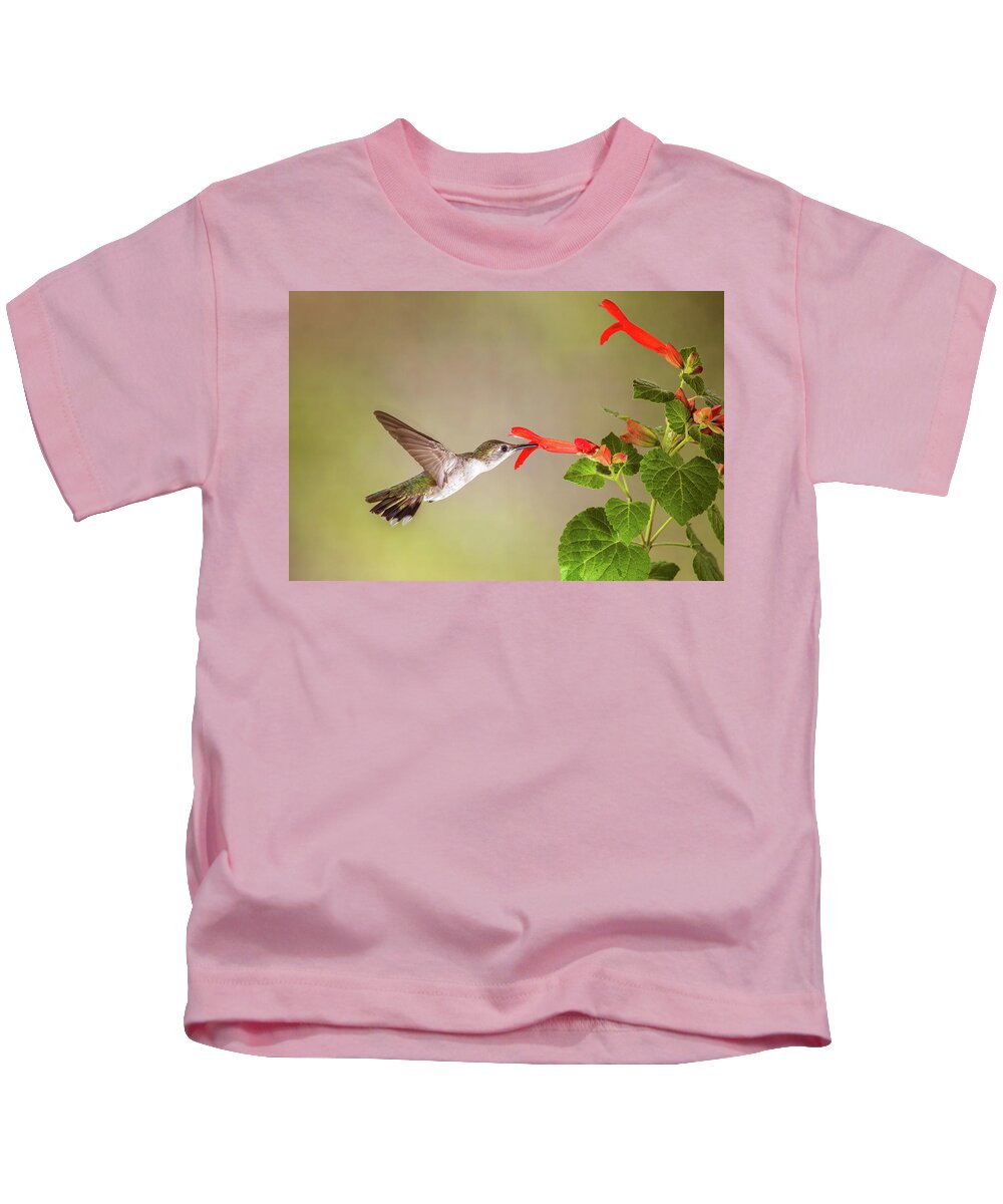Bird Kids T-Shirt featuring the photograph Hummingbird by Tom and Pat Cory