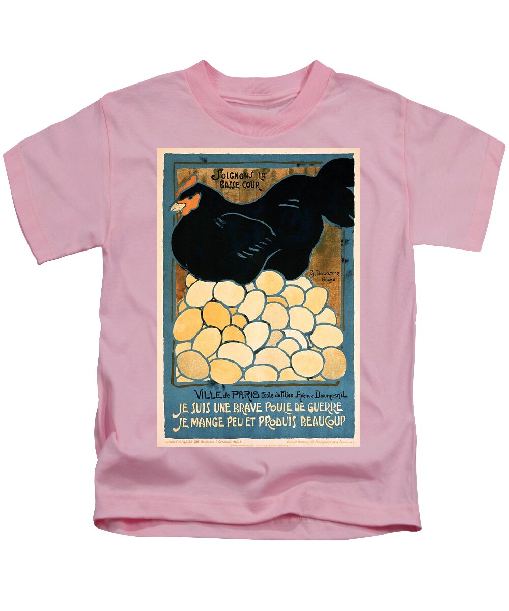 Propaganda Kids T-Shirt featuring the painting I am a good war hen propaganda poster 1916 by Vincent Monozlay