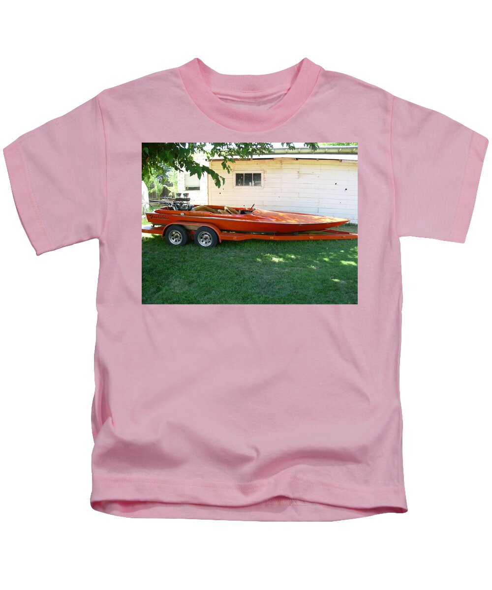 Jet Boat Kids T-Shirt featuring the digital art Jet Boat by Maye Loeser