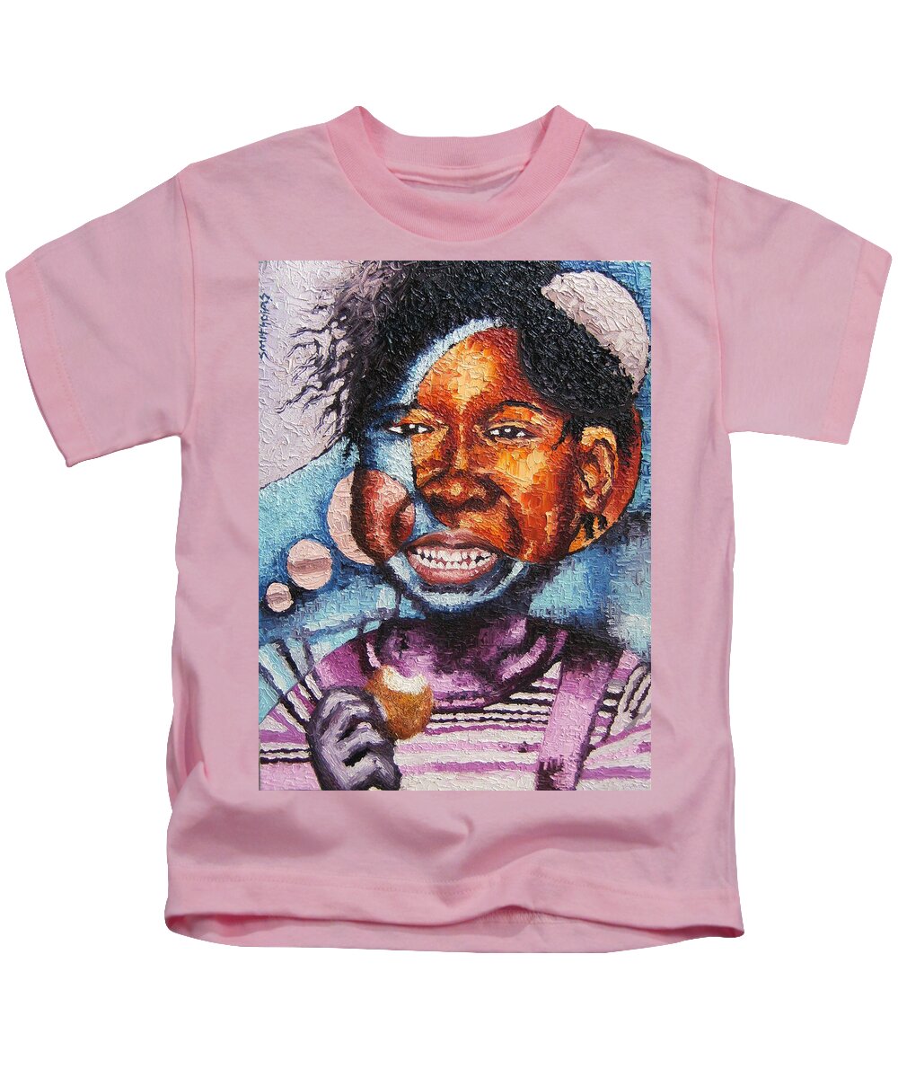 Orange Kids T-Shirt featuring the painting Happy Moment by Olaoluwa Smith