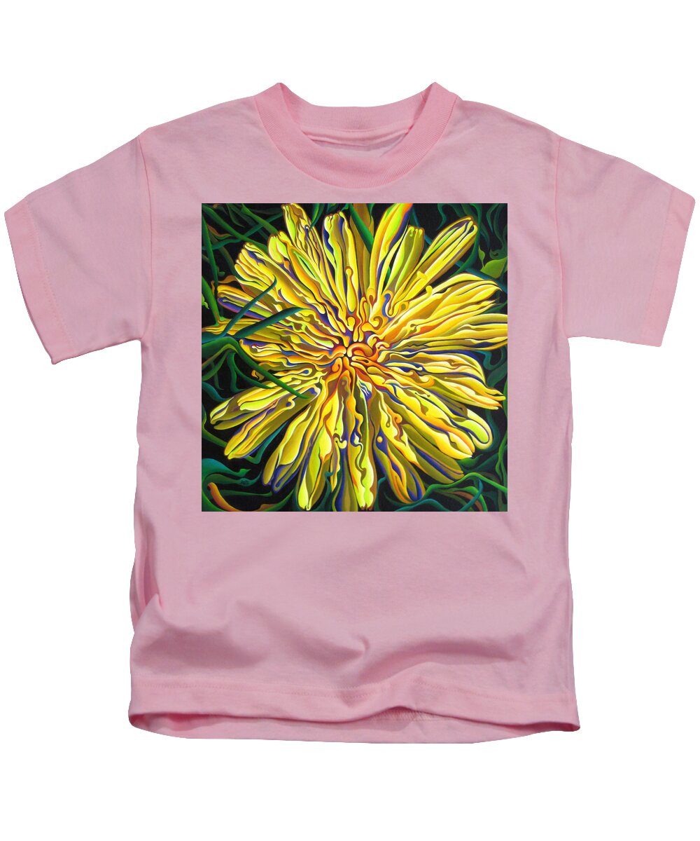 Dandelion Kids T-Shirt featuring the painting Lion in the Grass by Amy Ferrari
