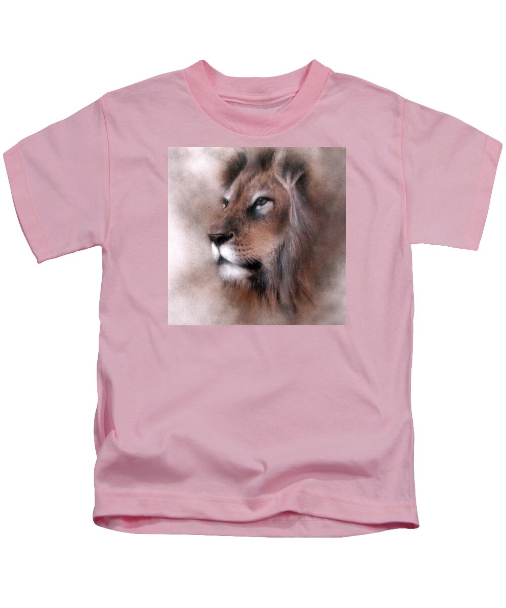 Canvas Prints Kids T-Shirt featuring the painting Lion King by Jackie Flaten