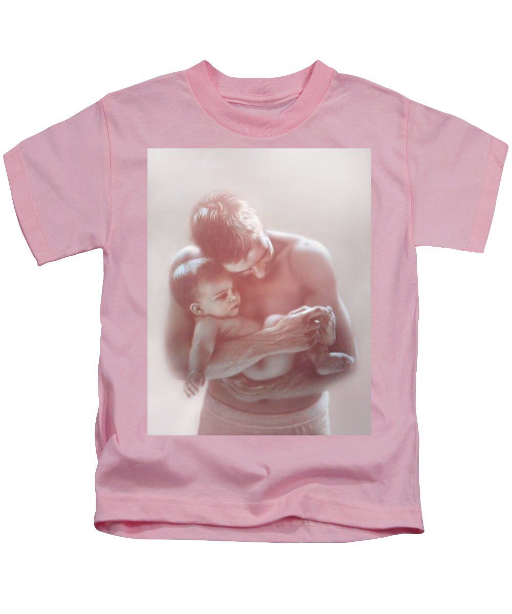 Portrait Kids T-Shirt featuring the pastel Love and happyness by Mira Ostojic
