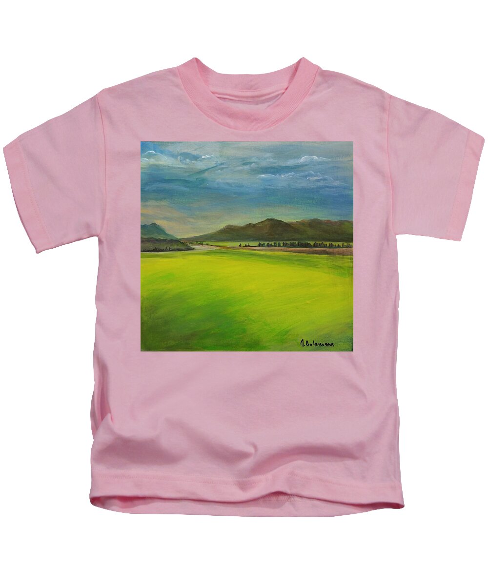 Floral Painting Kids T-Shirt featuring the painting Lumiere d'Orage by Muriel Dolemieux