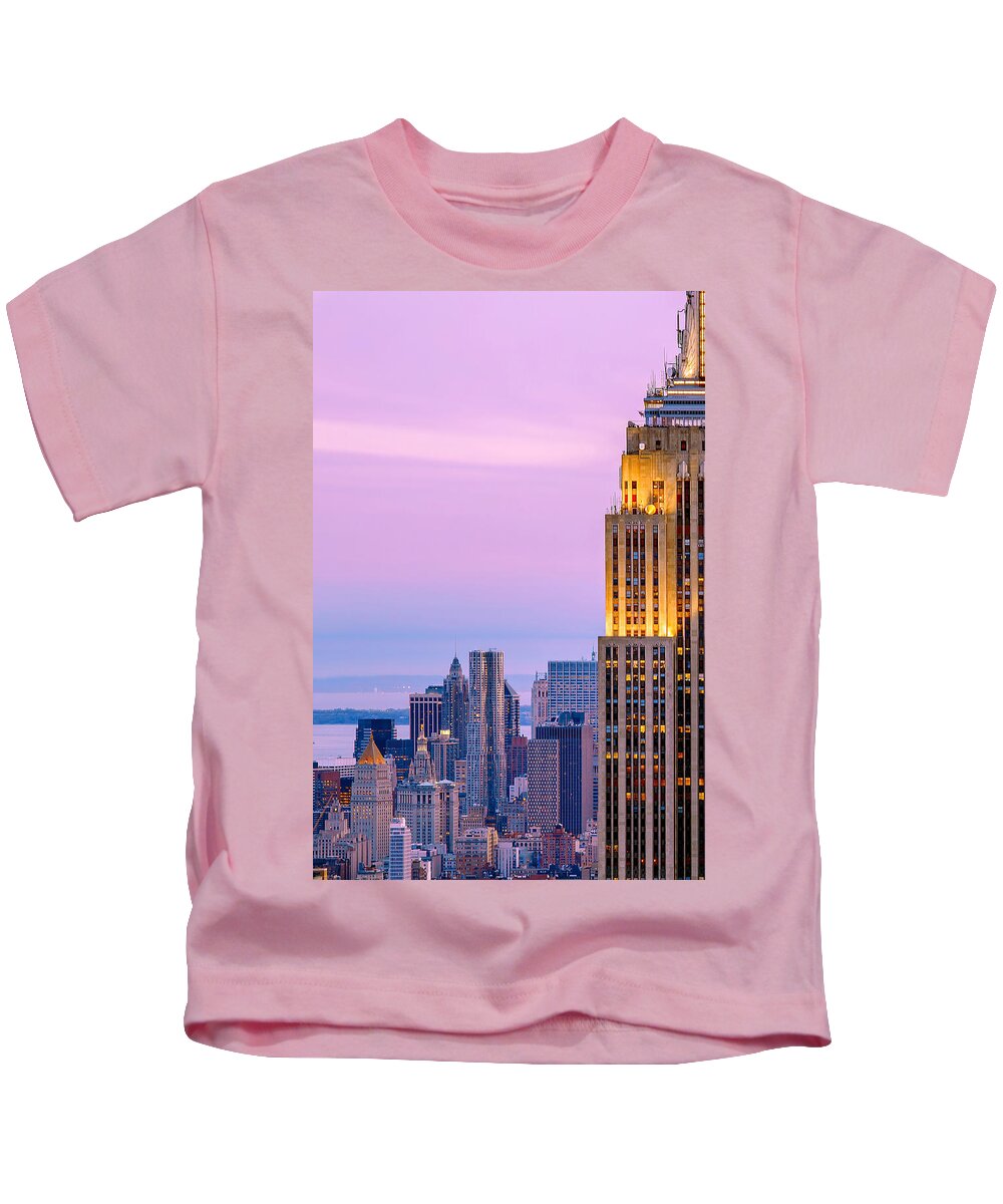 Empire State Building Kids T-Shirt featuring the photograph Manhattan Magic by Az Jackson