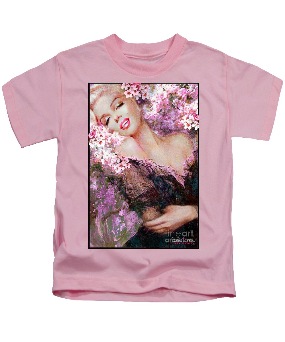 Theo Danella Kids T-Shirt featuring the painting Marilyn Cherry Blossoms Pink by Theo Danella