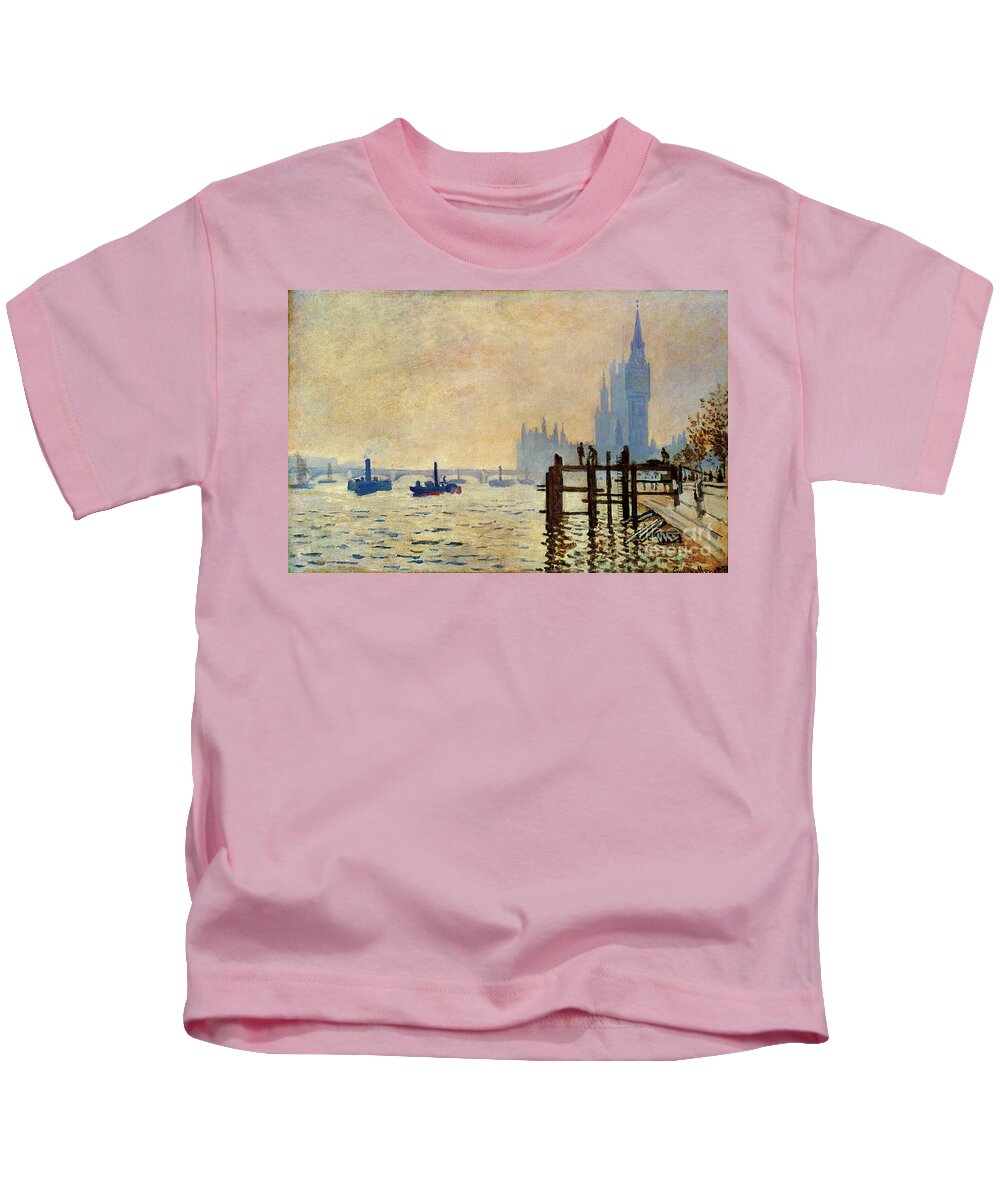 19th Century Kids T-Shirt featuring the photograph Monet: Thames, 1871 by Granger