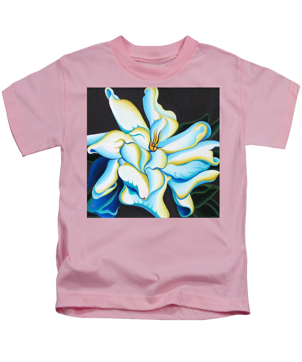 White Kids T-Shirt featuring the painting Morning Magnolia by Amy Ferrari