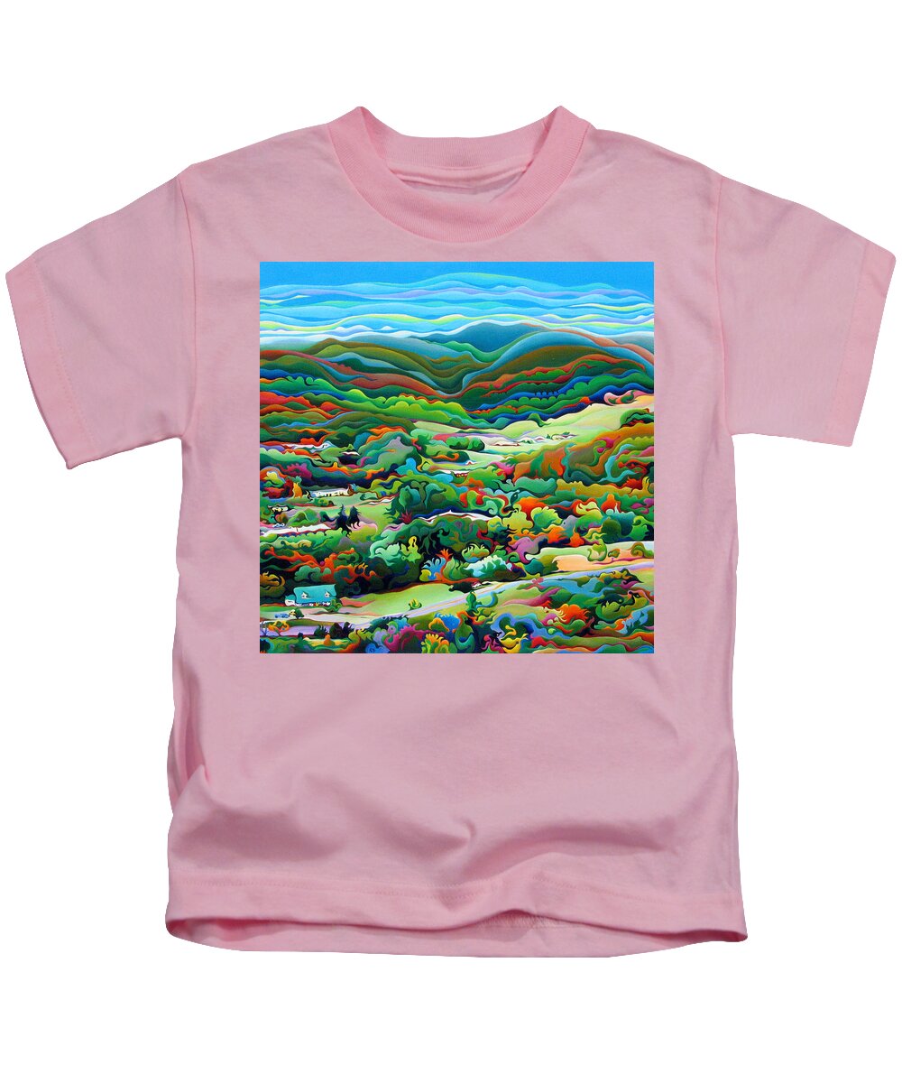Landscape Kids T-Shirt featuring the painting Onset of the Appalachian Wonderfall by Amy Ferrari