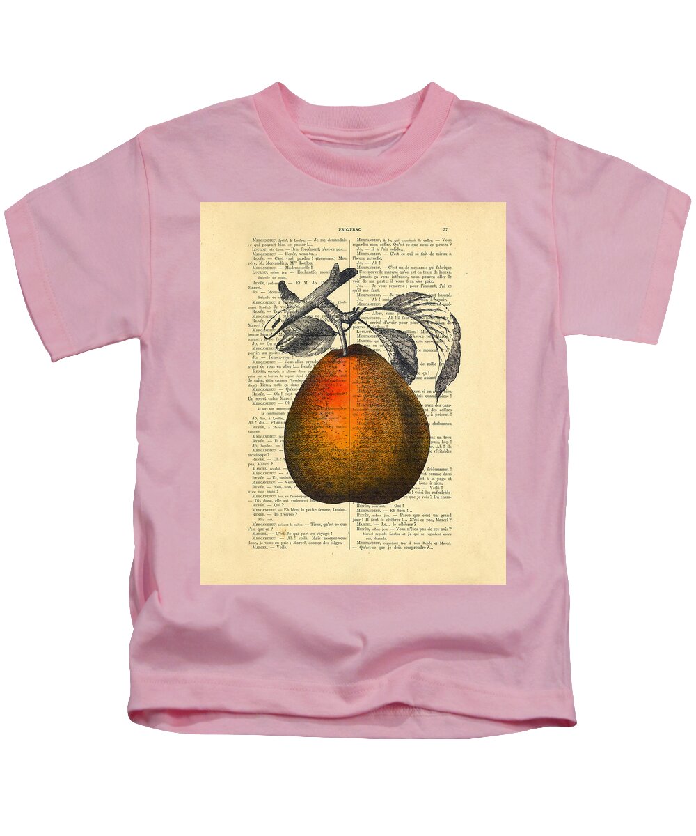 Pear Kids T-Shirt featuring the digital art Pear Fruit Kitchen Decor by Madame Memento