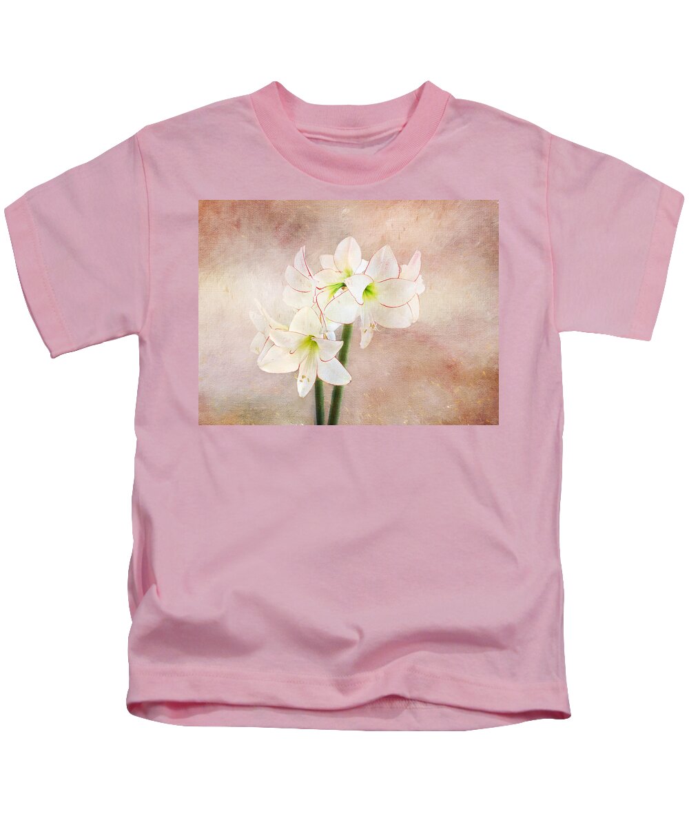 Flower Kids T-Shirt featuring the digital art Picotee Amaryllis by Terry Davis