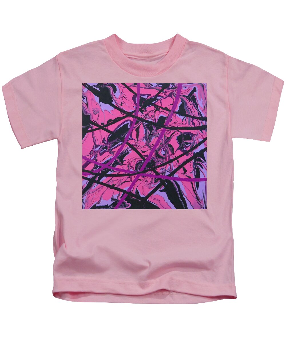 Abstract Kids T-Shirt featuring the painting Pink Swirl by Teresa Wing