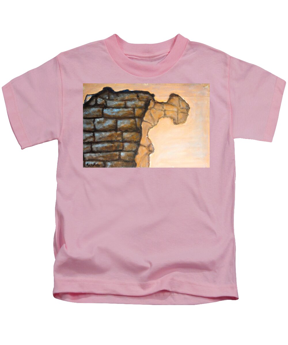 Plaster Kids T-Shirt featuring the painting Plaster It by Usha Shantharam