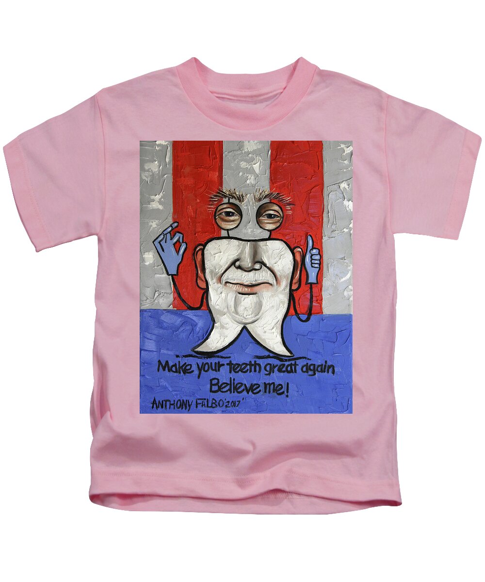  Dental Art Kids T-Shirt featuring the painting Presidential Tooth 2 by Anthony Falbo