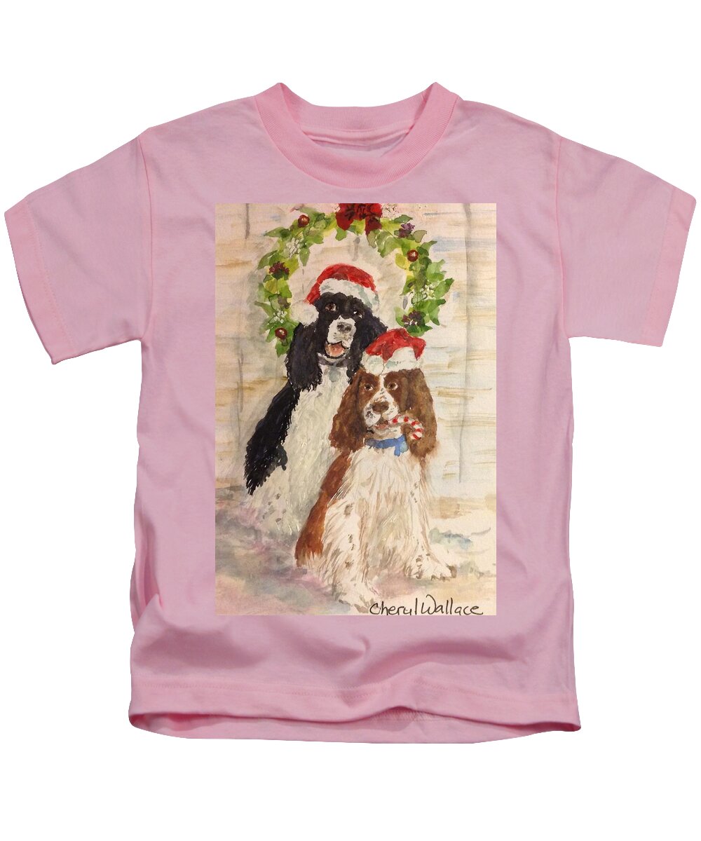 Springer Spaniels Kids T-Shirt featuring the painting Princess and Evita by Cheryl Wallace