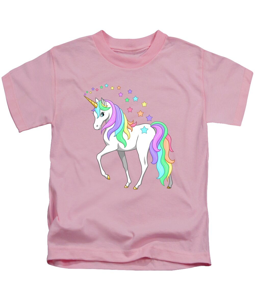 Astonishment Contractor Remain Rainbow Unicorn Clouds and Stars Kids T-Shirt by Crista Forest - Pixels