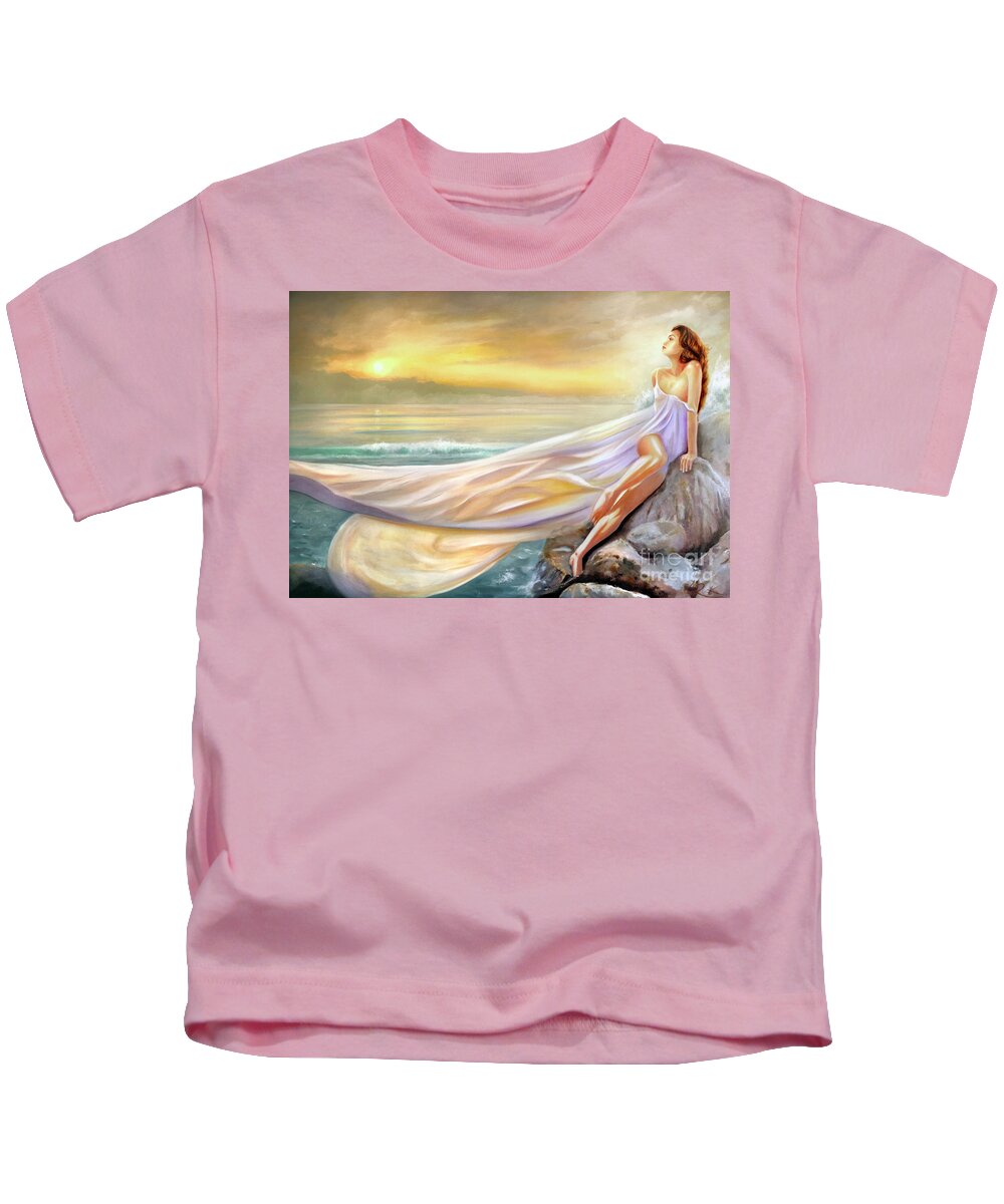 Landscape Kids T-Shirt featuring the painting Rapture In Midst Of The Sea by Michael Rock