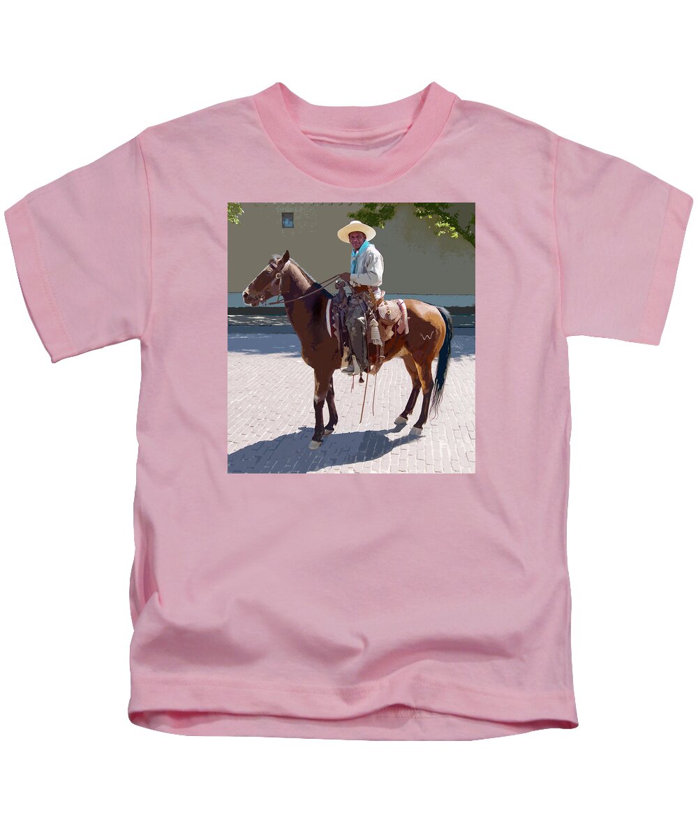Cowboy Kids T-Shirt featuring the digital art Real Cowboy by John Dyess