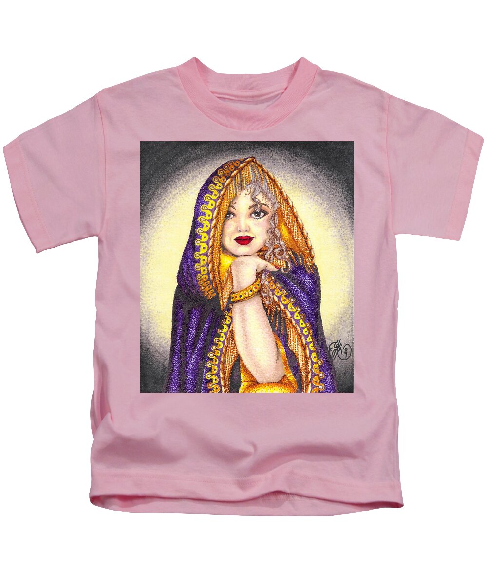 Woman Kids T-Shirt featuring the drawing Royal Thoughts by Scarlett Royale