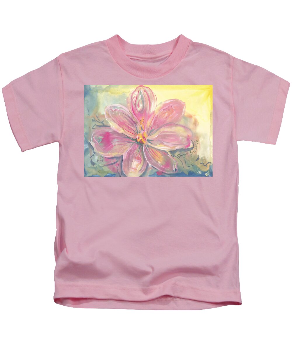 Intuitive Painting Kids T-Shirt featuring the painting Seven Petals by Sheri Jo Posselt