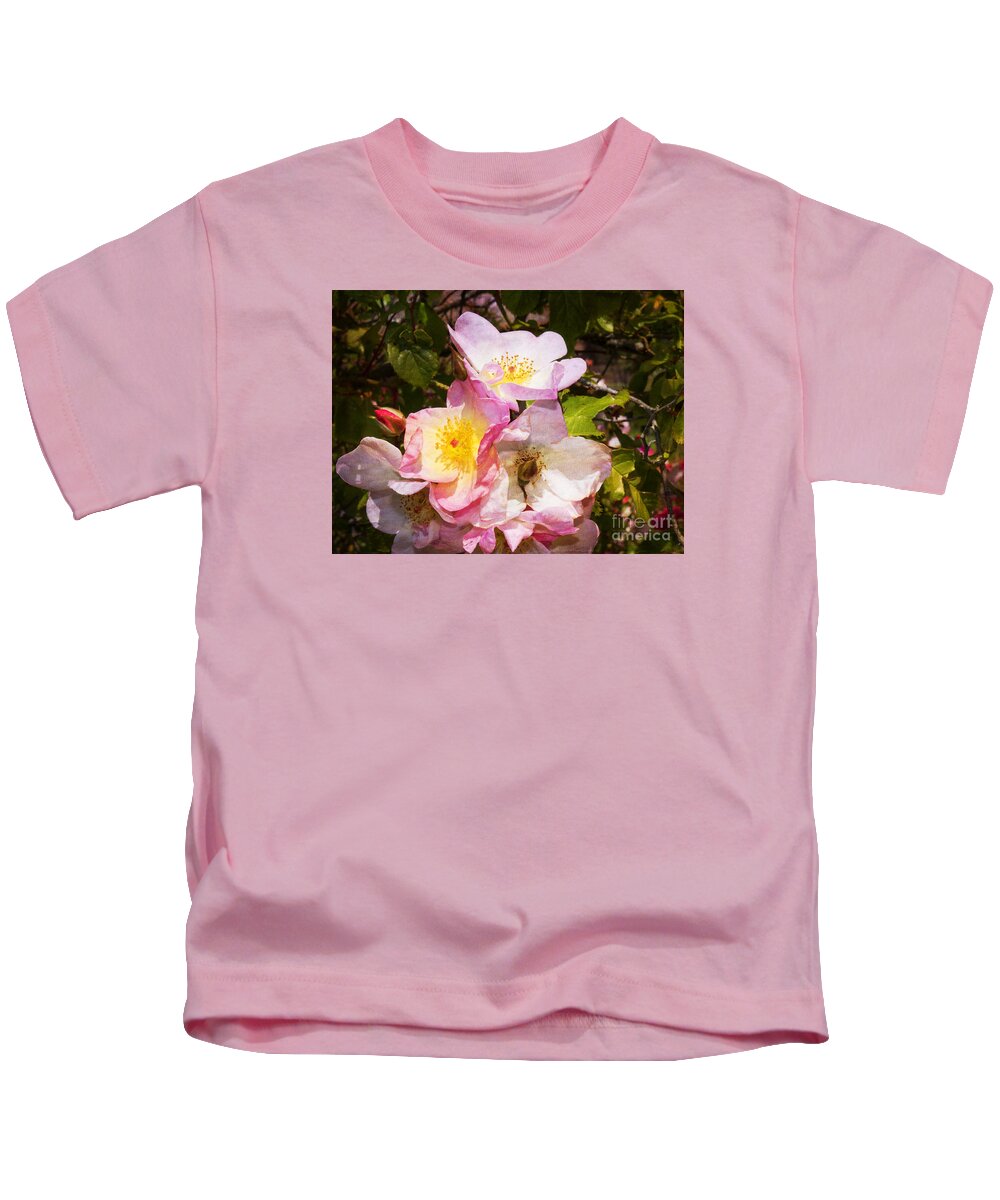 Rose Kids T-Shirt featuring the photograph Shakespeares Summer Roses by Brenda Kean