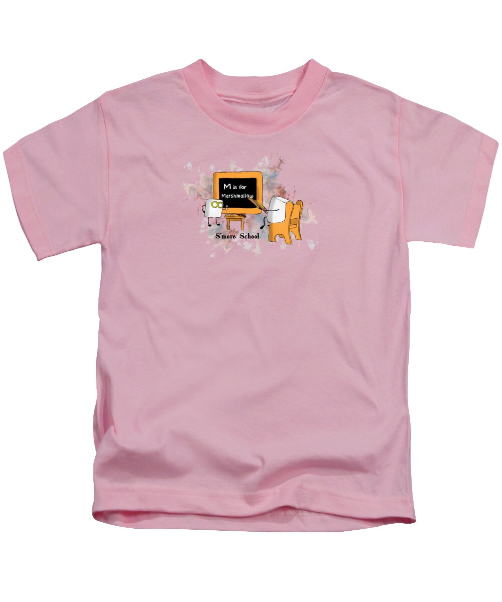 Marshmallow Kids T-Shirt featuring the digital art Smore School Illustrated by Heather Applegate