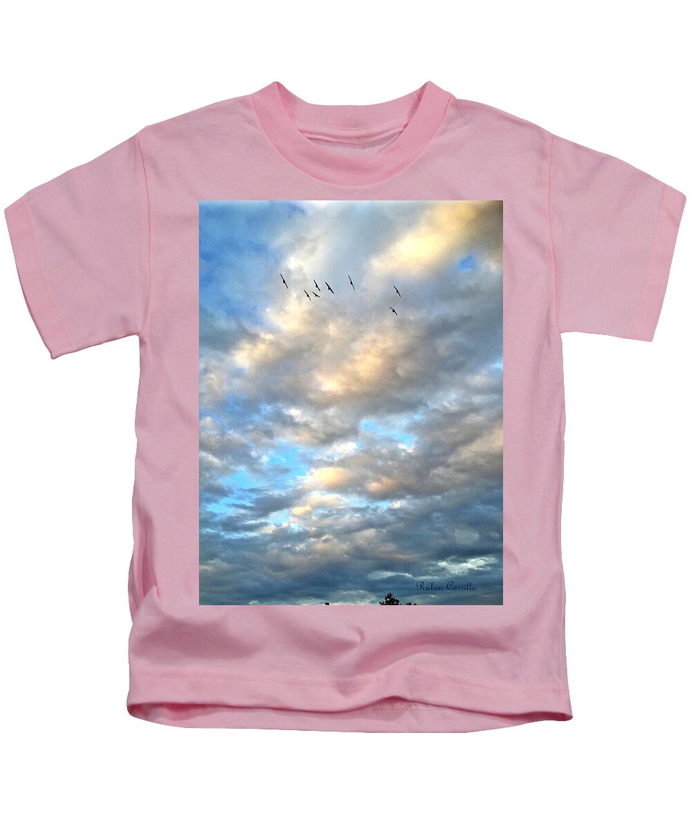 Clouds Kids T-Shirt featuring the photograph Soaring by Ruben Carrillo
