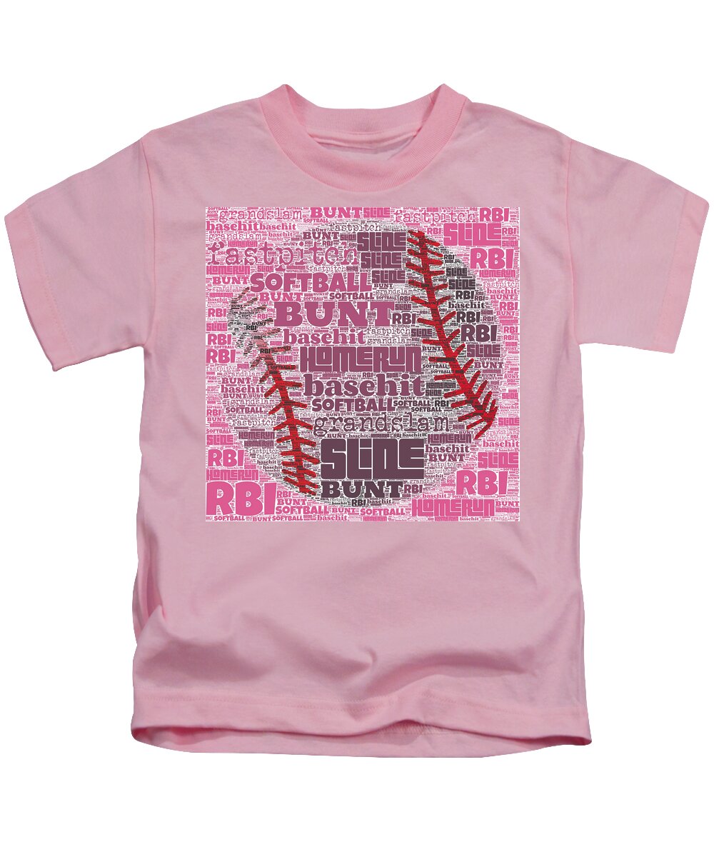 Brandi Fitzgerald Kids T-Shirt featuring the digital art Softball by Brandi Fitzgerald